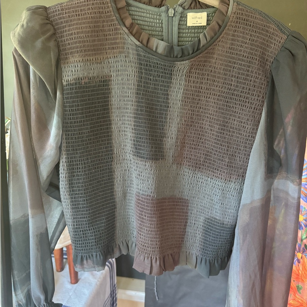Wilfred Charcoal Smocked Blouse